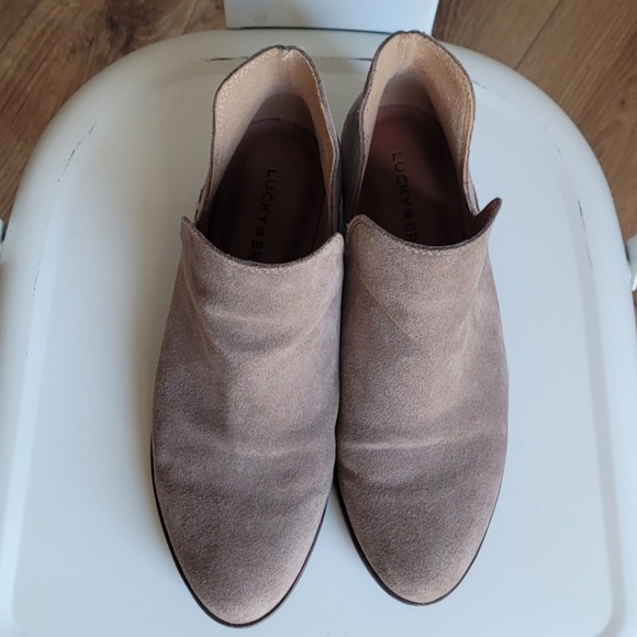 Lucky Brand | Genuine Leather Seude Taupe Booties - Picture 4 of 10